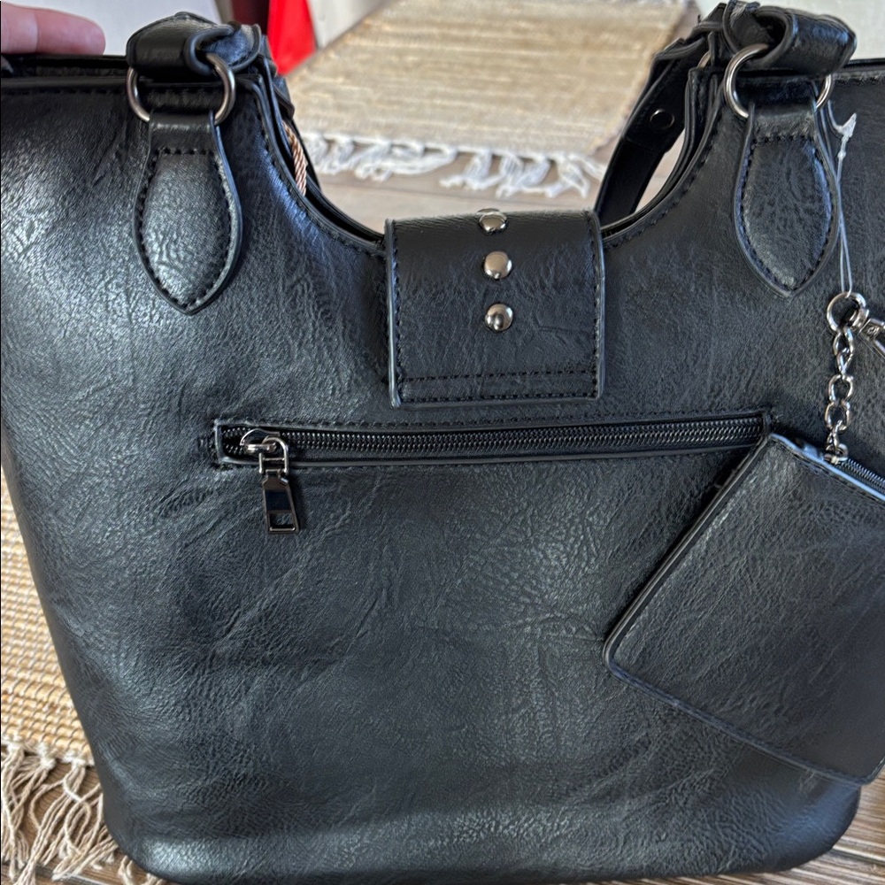 Black faux leather Purse with Studded Accents - Picture 8 of 12